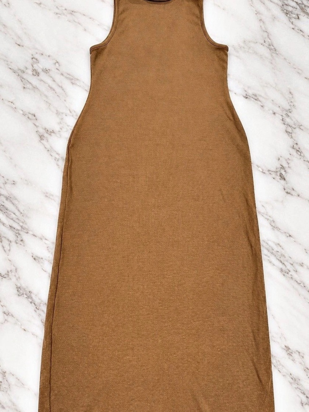 Zara Sleeveless Turtleneck Midi Dress, Brown, Large